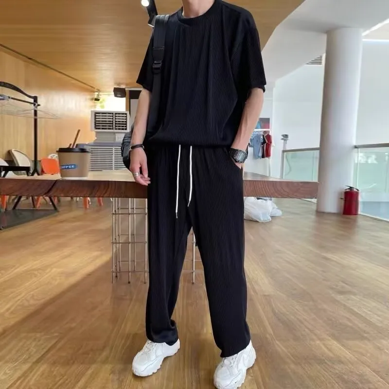 Summer New Lazy Sle Color Texture Pattern Set Men's Faion Casual Loose ort Sve Long Pants Two Piece Set
Summer New Lazy Sle Color Texture Pattern Set Men's Faion Casual Loose ort Sve Long Pants Two Piece Set