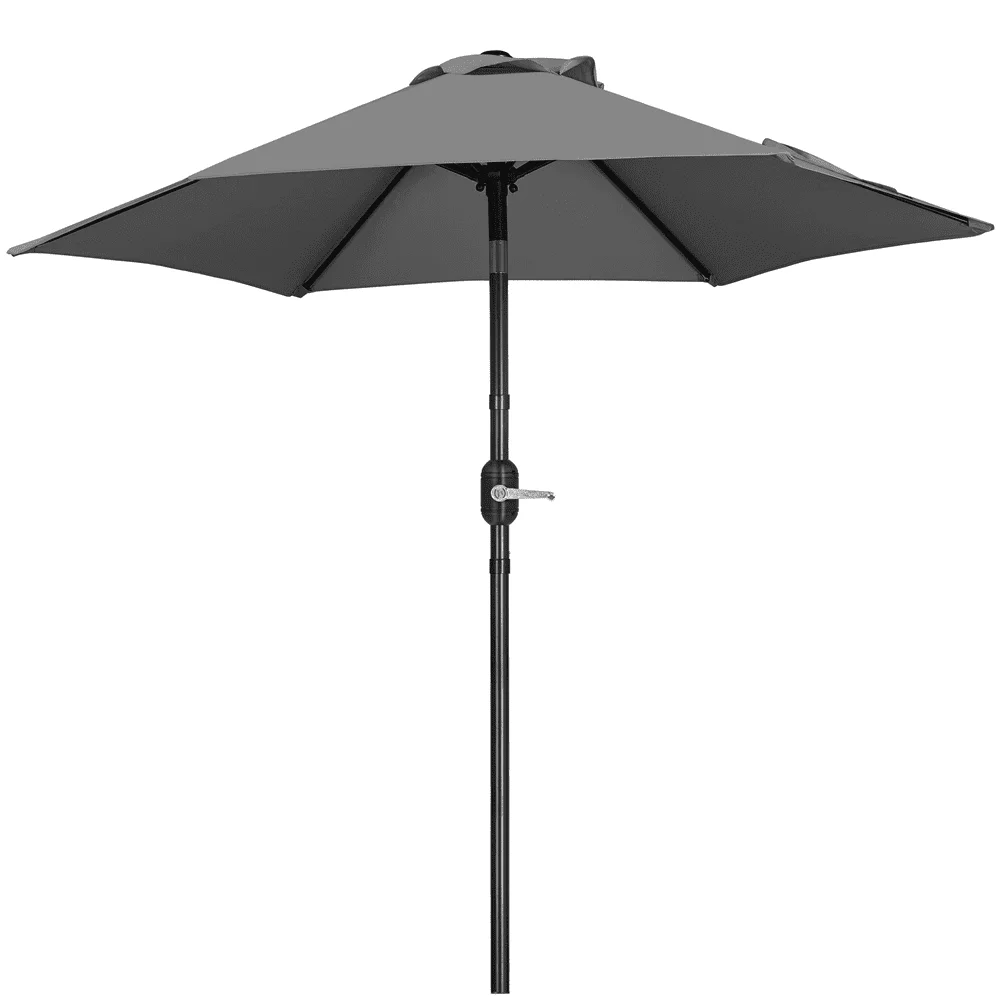 Outdoor Patio Umbrella with Push Button Tilt and Crank, Gray
Outdoor Patio Umbrella with Push Button Tilt and Crank, Gray