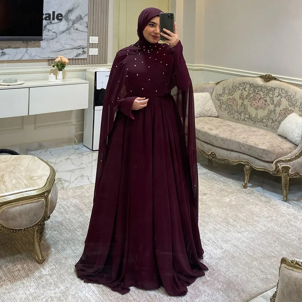 Eightale Arabic Evening Dress High Neck Chiffon Muslim Pleats A-Line Customized Beaded Long Sleeves Prom Wedding Party Gown
Eightale Arabic Evening Dress High Neck Chiffon Muslim Pleats A-Line Customized Beaded Long Sleeves Prom Wedding Party Gown