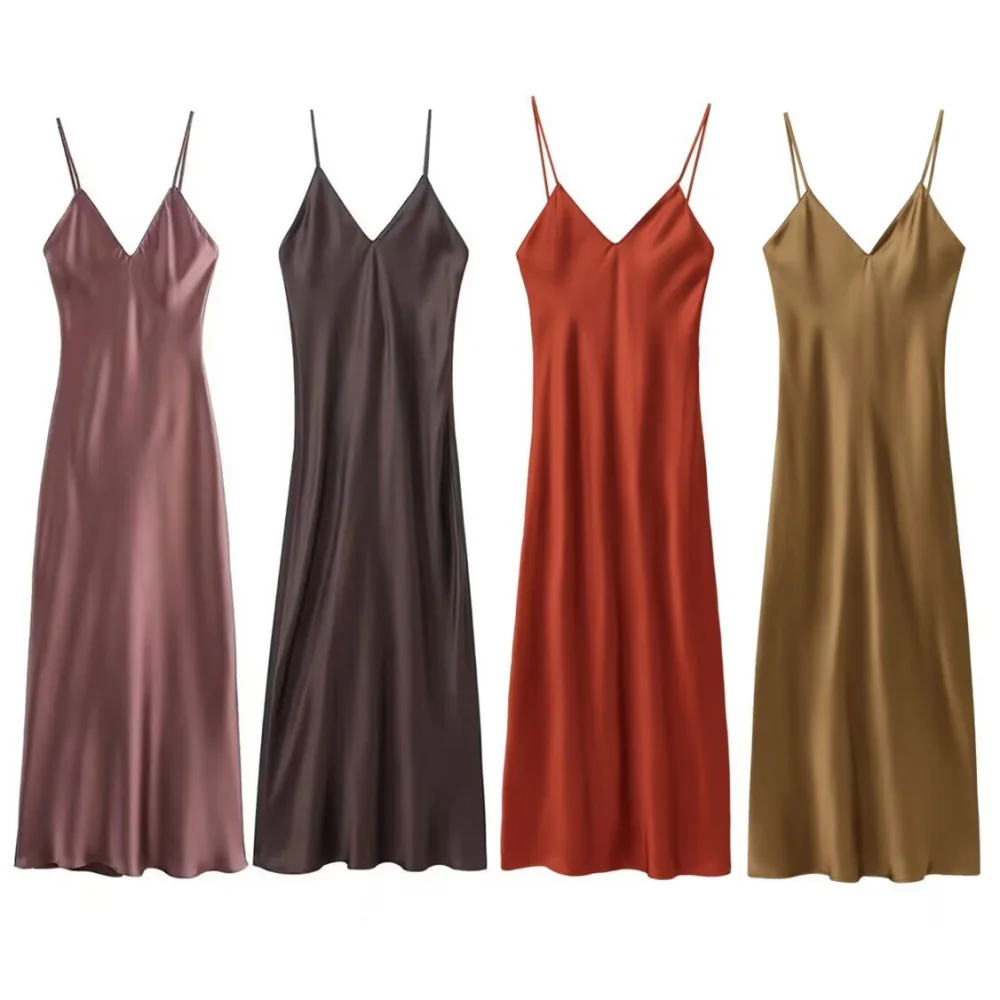 2025 BM MD ZA Women's Satin Slip Dresses in Multiple Colors V - Neck and Spaghetti Straps for a Sexy and Elegant Look
2025 BM MD ZA Women's Satin Slip Dresses in Multiple Colors V - Neck and Spaghetti Straps for a Sexy and Elegant Look