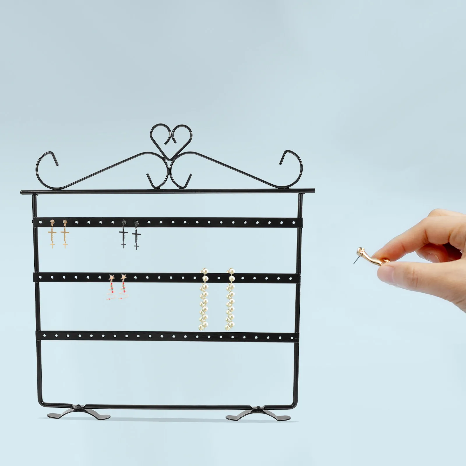 Jewelry Display Rack Iron Earring Holder Three-Layers Stand For Home Store Showcase Ear Studs Storage Organizer
Jewelry Display Rack Iron Earring Holder Three-Layers Stand For Home Store Showcase Ear Studs Storage Organizer