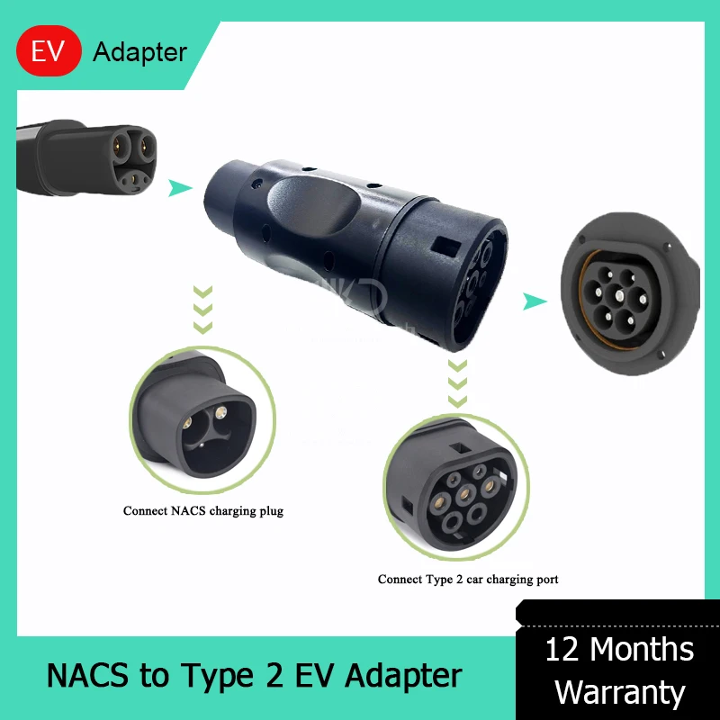 32A EV Adapter NACS to Type 2 Car Converter Tesla to Type 2 EV Connector Adapter for European Vehicle Charging 
32A EV Adapter NACS to Type 2 Car Converter Tesla to Type 2 EV Connector Adapter for European Vehicle Charging
