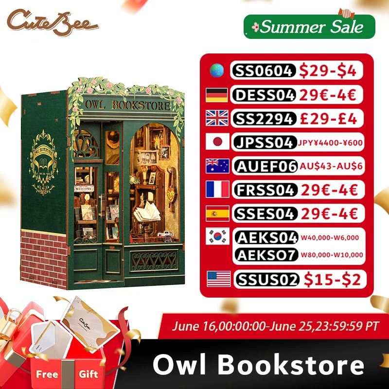 CUTEBEE DIY Book Nook Miniature Wooden Dollhouse with Lights Bookshelf Insert Kit 3D Bookend Decor Toys for Gifts Owl Bookstore
CUTEBEE DIY Book Nook Miniature Wooden Dollhouse with Lights Bookshelf Insert Kit 3D Bookend Decor Toys for Gifts Owl Bookstore