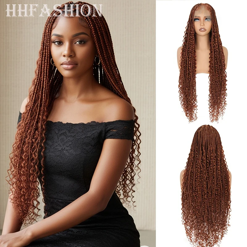 HHFASHION 32inch reddish brown genuine lace hand woven synthetic wig, 360 ° full lace headband, comfortable to wear without glue
HHFASHION 32inch reddish brown genuine lace hand woven synthetic wig, 360 ° full lace headband, comfortable to wear without glue