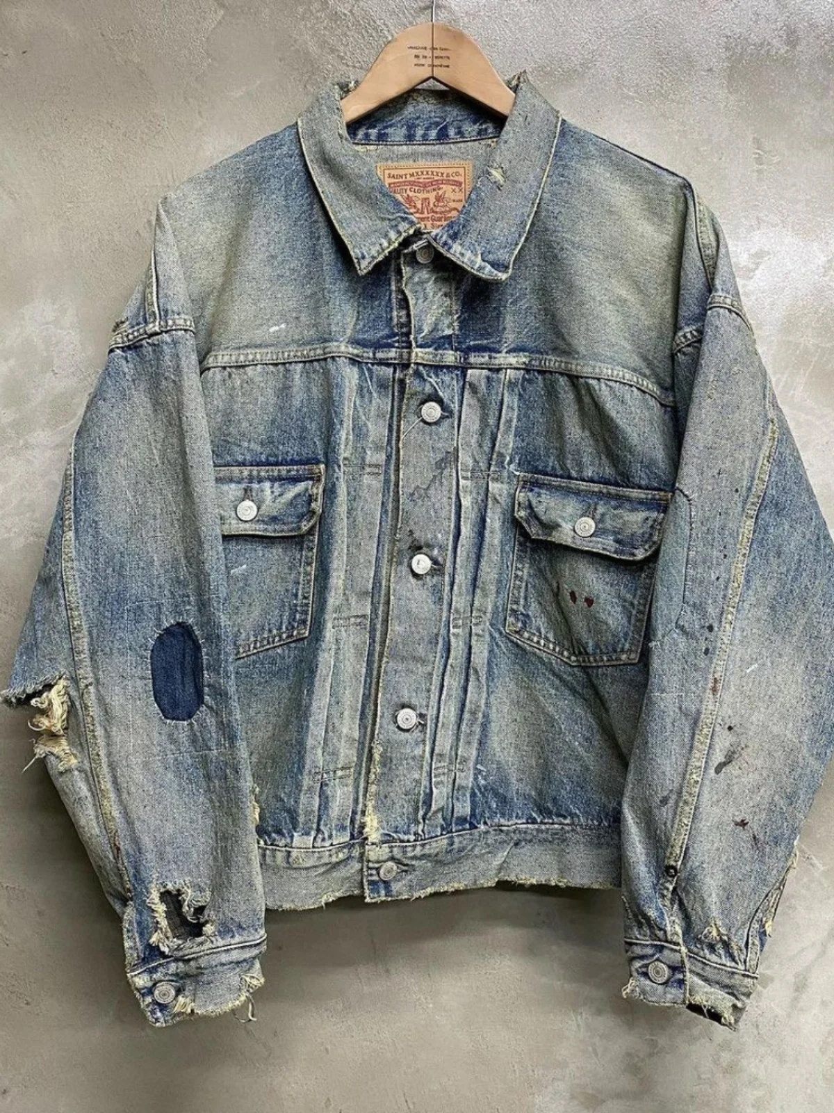 Винтажная американская уличная куртка в стиле Saint Heavy Du Distred Hole Jeans, парная, с длинными рукавами, свободного кроя
Винтажная американская уличная куртка в стиле Saint Heavy Du Distred Hole Jeans, парная, с длинными рукавами, свободного кроя