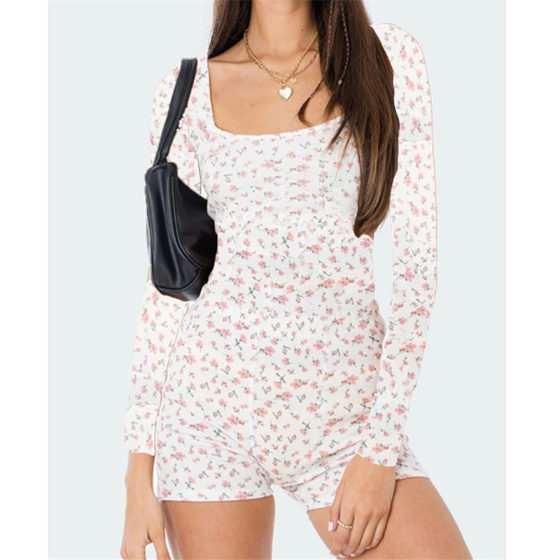 Women Shorts Jumpsuit Floral Print Casual Square Neck Long Sleeve T-Shirt Bodysuit Playsuit Clubwear
Women Shorts Jumpsuit Floral Print Casual Square Neck Long Sleeve T-Shirt Bodysuit Playsuit Clubwear