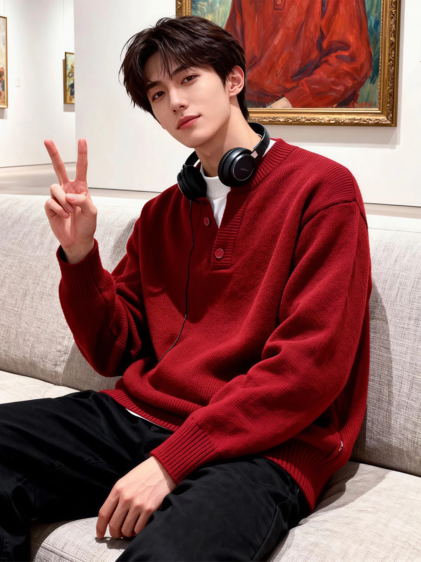 Мужской вязаный свитер с воротником-стойкой, красный, повседневный, комфортный, зимний, для пар, вязаный топ Cleanfit
Мужской вязаный свитер с воротником-стойкой, красный, повседневный, комфортный, зимний, для пар, вязаный топ Cleanfit