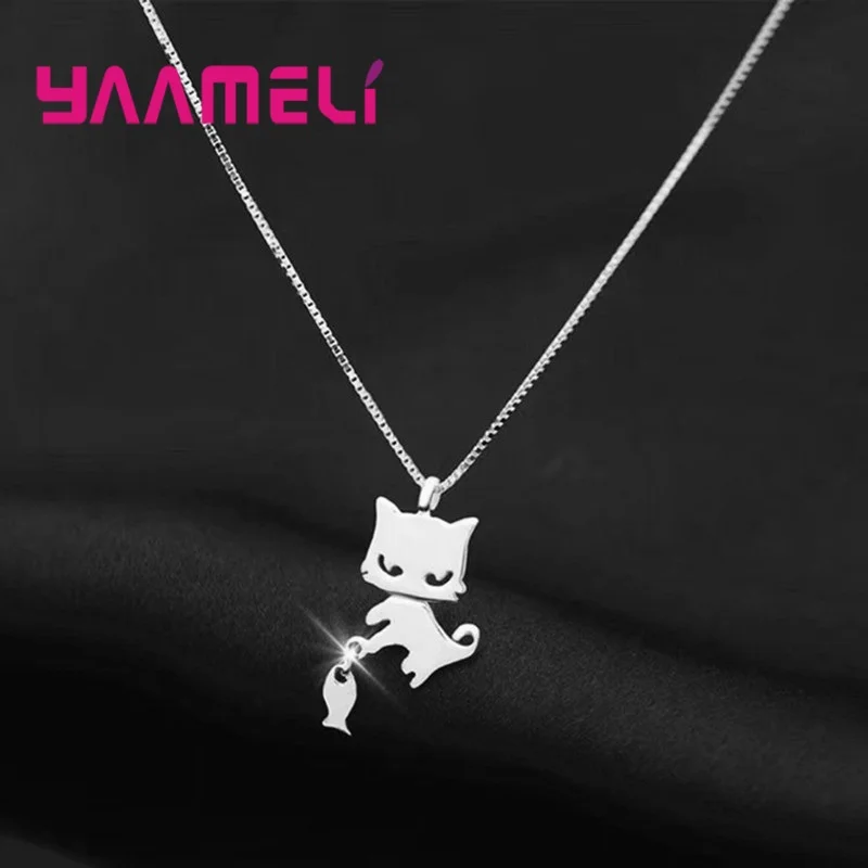 Charmming Necklaces for Woman Girl Gift 925 Sterling Silver Cat and Fish Pendant+Box Chain New Trend Fashion Jewelry
Charmming Necklaces for Woman Girl Gift 925 Sterling Silver Cat and Fish Pendant+Box Chain New Trend Fashion Jewelry