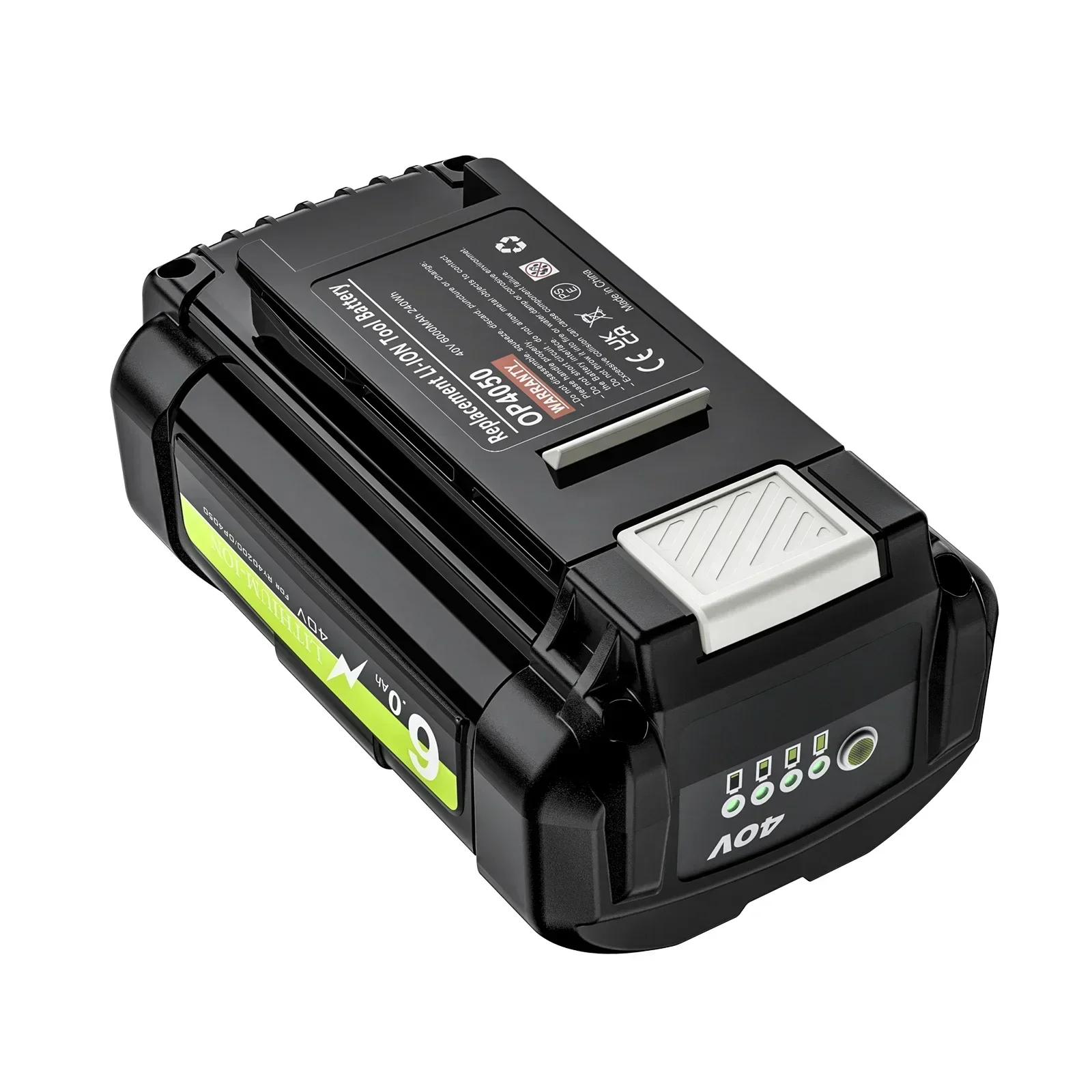 Литий-ионный аккумулятор 40 В, 6000 мАч для Ryobi OP4040 OP4026 OP4030 OP4050 OP4060A OP40201 OP40301, коллекция аккумуляторных электроинструментов Batt 
Литий-ионный аккумулятор 40 В, 6000 мАч для Ryobi OP4040 OP4026 OP4030 OP4050 OP4060A OP40201 OP40301, коллекция аккумуляторных электроинструментов Batt