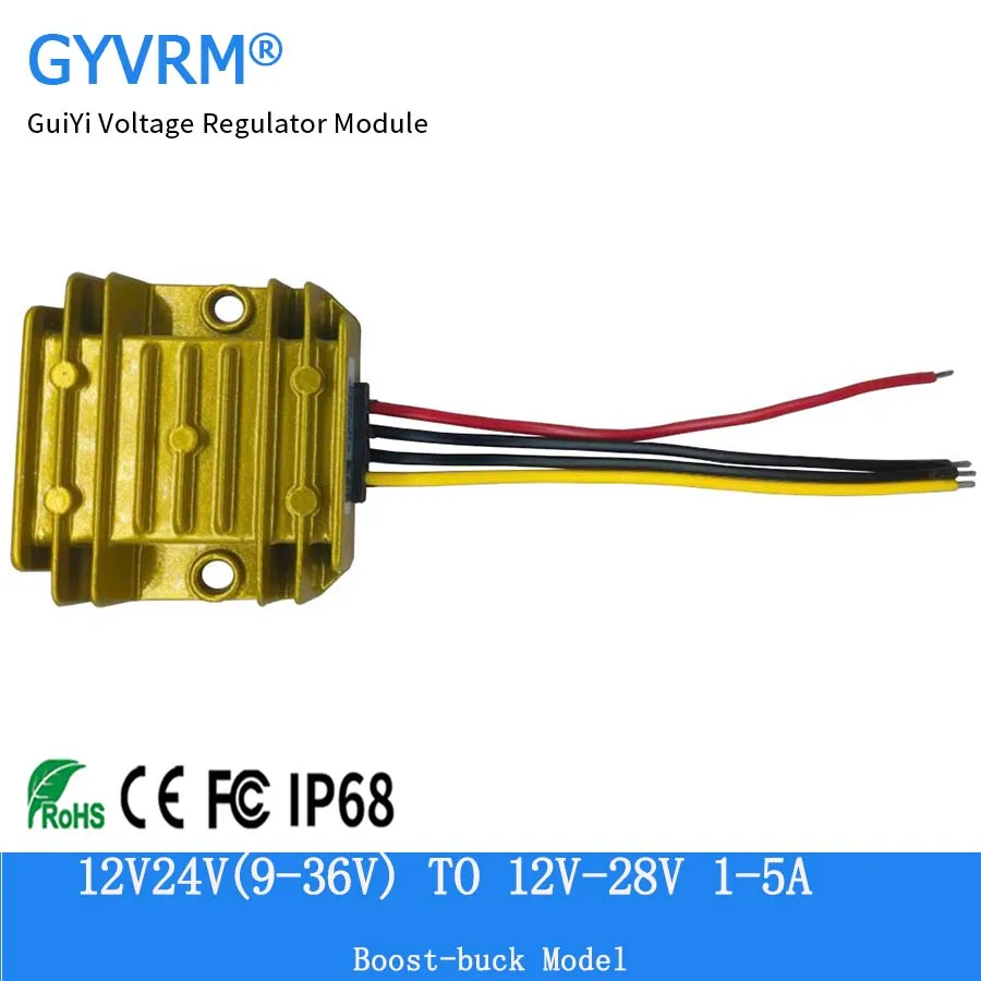 GYVRM DC-DC 9-36V to 12V 13.8V 15V 19V 20V 24V 28V 3A Max Boost-Buck Module 12V24V to 12V-28V Low power golden aluminum shell
GYVRM DC-DC 9-36V to 12V 13.8V 15V 19V 20V 24V 28V 3A Max Boost-Buck Module 12V24V to 12V-28V Low power golden aluminum shell