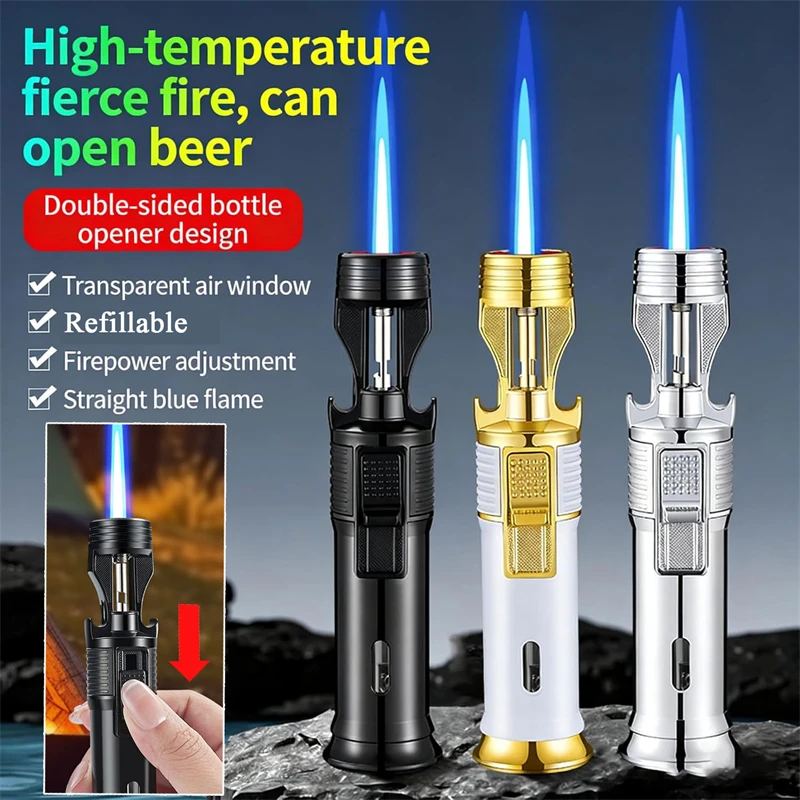 Bright Fire Butane Torch Lighter Multi-Functional Refillable Adjustable Flame Lighters with Bottle Opener for Cooking Fireplace
Bright Fire Butane Torch Lighter Multi-Functional Refillable Adjustable Flame Lighters with Bottle Opener for Cooking Fireplace