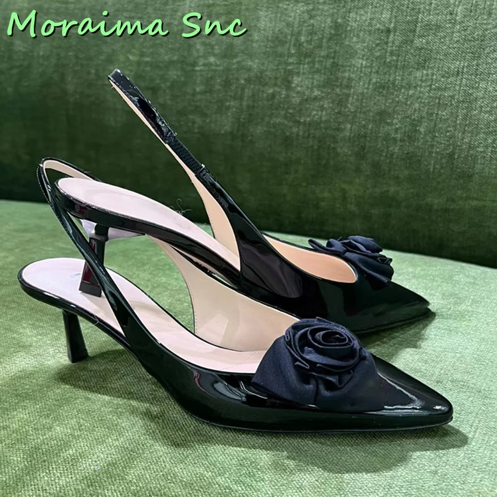 Sexy Rose Decor Pointed Toe Sandals Thin Mid Heel Back Strap Patent Leather Black Solid Vintage Women Shoes Summer 2023 Banquet
Sexy Rose Decor Pointed Toe Sandals Thin Mid Heel Back Strap Patent Leather Black Solid Vintage Women Shoes Summer 2023 Banquet