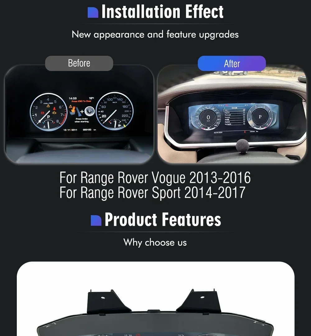 Цифровой кластер с ЖК-дисплеем для Land Rover Range Rover 2014-2017, измеритель скорости виртуального кабинета, приборная панель
Цифровой кластер с ЖК-дисплеем для Land Rover Range Rover 2014-2017, измеритель скорости виртуального кабинета, приборная панель