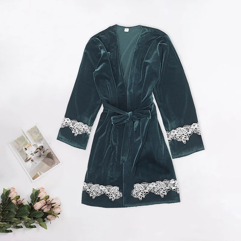 Women Lace Trim Wrap Robe Belted Three Quarter Sleeve Single Kimono Soft Luxury Loungewear For Bedroom Night Indoor Daily Wear
Women Lace Trim Wrap Robe Belted Three Quarter Sleeve Single Kimono Soft Luxury Loungewear For Bedroom Night Indoor Daily Wear