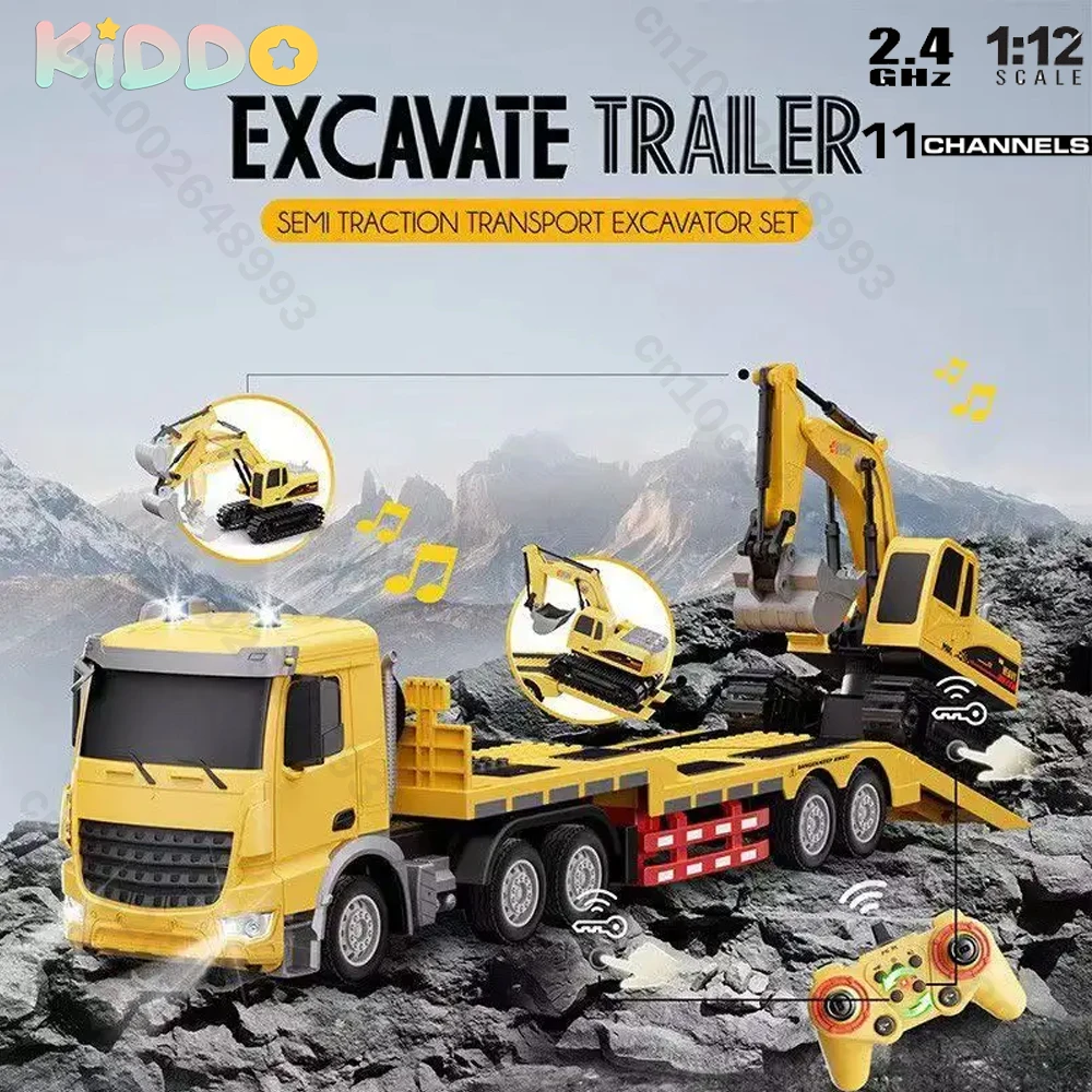 1:12 RC Flat Trailer Truck Model 11Channels Excavator Engineer Vehicle 2.4G Remote Control Car Radio Controlled Christmas Gifts
1:12 RC Flat Trailer Truck Model 11Channels Excavator Engineer Vehicle 2.4G Remote Control Car Radio Controlled Christmas Gifts