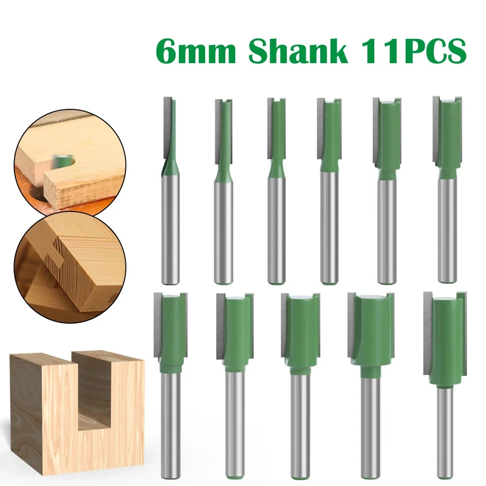 11 PCS 6mm Shank Straight Bit Milling Cutter Single Double Flute Wood Cutters Carbide Router Bit Woodworking Tool Set
11 PCS 6mm Shank Straight Bit Milling Cutter Single Double Flute Wood Cutters Carbide Router Bit Woodworking Tool Set