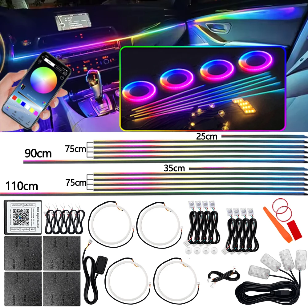 Symphony Car Ambient Light RGBIC Interior LED Strip Acrylic 213Color Neon Streamer Atmosphere Lamp 6/10/14/18/22 in 1 12V By App
Symphony Car Ambient Light RGBIC Interior LED Strip Acrylic 213Color Neon Streamer Atmosphere Lamp 6/10/14/18/22 in 1 12V By App