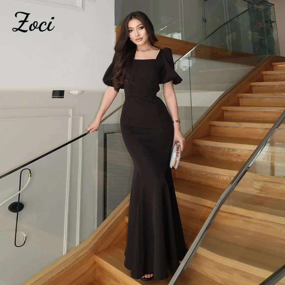 Zoci Matte Satin Customized Black Prom Dresses Square Collar Short Sleeve Evening Gowns Long Birthday Occasion Party Formal Gown
Zoci Matte Satin Customized Black Prom Dresses Square Collar Short Sleeve Evening Gowns Long Birthday Occasion Party Formal Gown