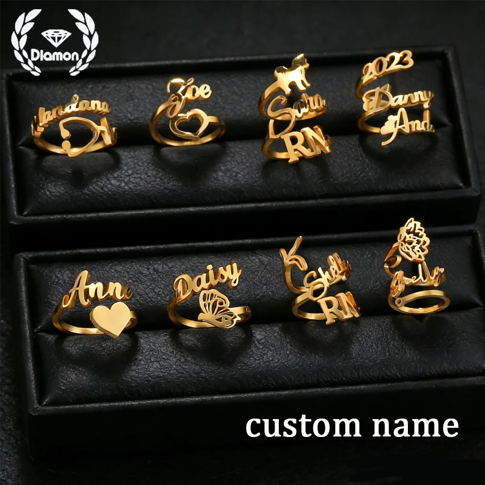 Diamon Custom Name Ring Heart Brithday Flower Stethoscope Pet Stainless Steel Personalized Opening Ring Jewelry Gift for Women
Diamon Custom Name Ring Heart Brithday Flower Stethoscope Pet Stainless Steel Personalized Opening Ring Jewelry Gift for Women