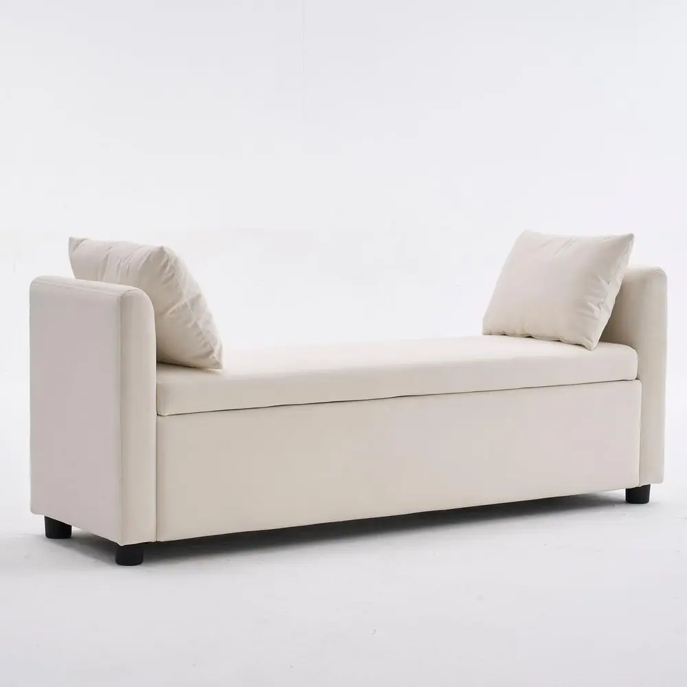Bench for Bedroom, 55 End of Bed Bench for King Size Bed, Modern holstered Long Ottoman Bench with Arms and 2 Pillows for Liv
Bench for Bedroom, 55 End of Bed Bench for King Size Bed, Modern holstered Long Ottoman Bench with Arms and 2 Pillows for Liv