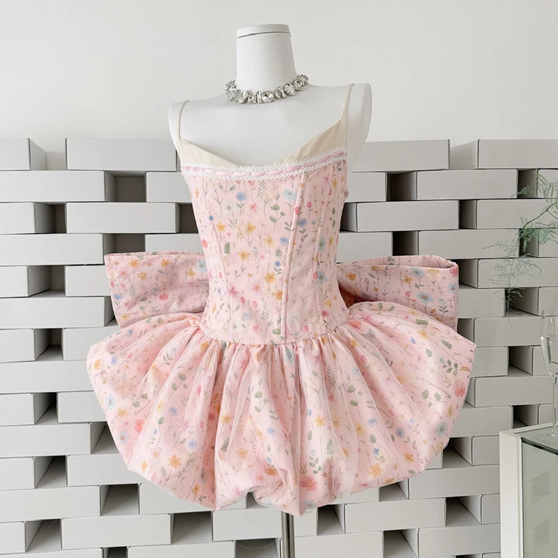 Floral Spaghetti Strap Fishbone A-Line Skirts Sweet Birthday Evening Party Sleeveless Sundress Bow-knotted Bud Skirts Mini Skirt
Floral Spaghetti Strap Fishbone A-Line Skirts Sweet Birthday Evening Party Sleeveless Sundress Bow-knotted Bud Skirts Mini Skirt