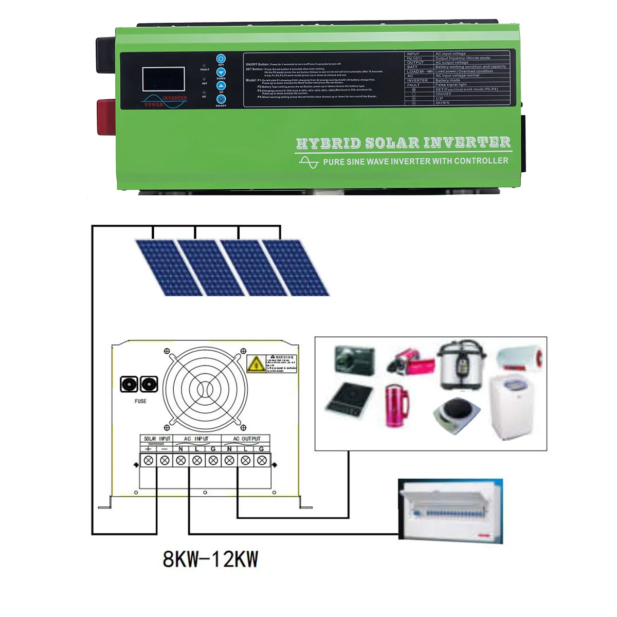 Single Phase Split Phase 120V 240VAC Dual Output Input Hybrid Solar System DC AC Power Inverter UPS Inverter Charger 6KW
Single Phase Split Phase 120V 240VAC Dual Output Input Hybrid Solar System DC AC Power Inverter UPS Inverter Charger 6KW