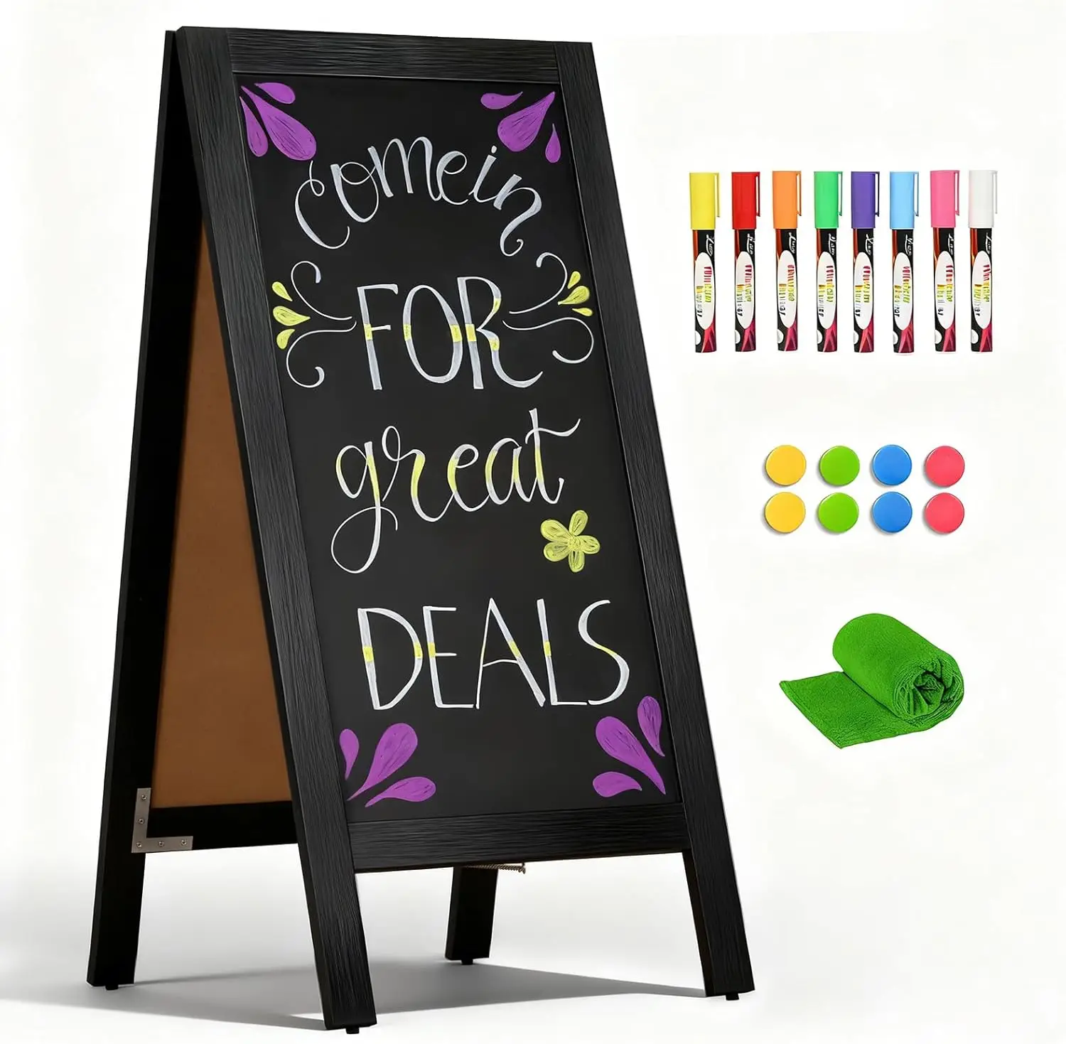 Double-Sided Magnetic Chalkboard 40x20 Inches, Solid Pine Wood Freestanding Sandwich Board for Restaurants and Cafes
Double-Sided Magnetic Chalkboard 40x20 Inches, Solid Pine Wood Freestanding Sandwich Board for Restaurants and Cafes