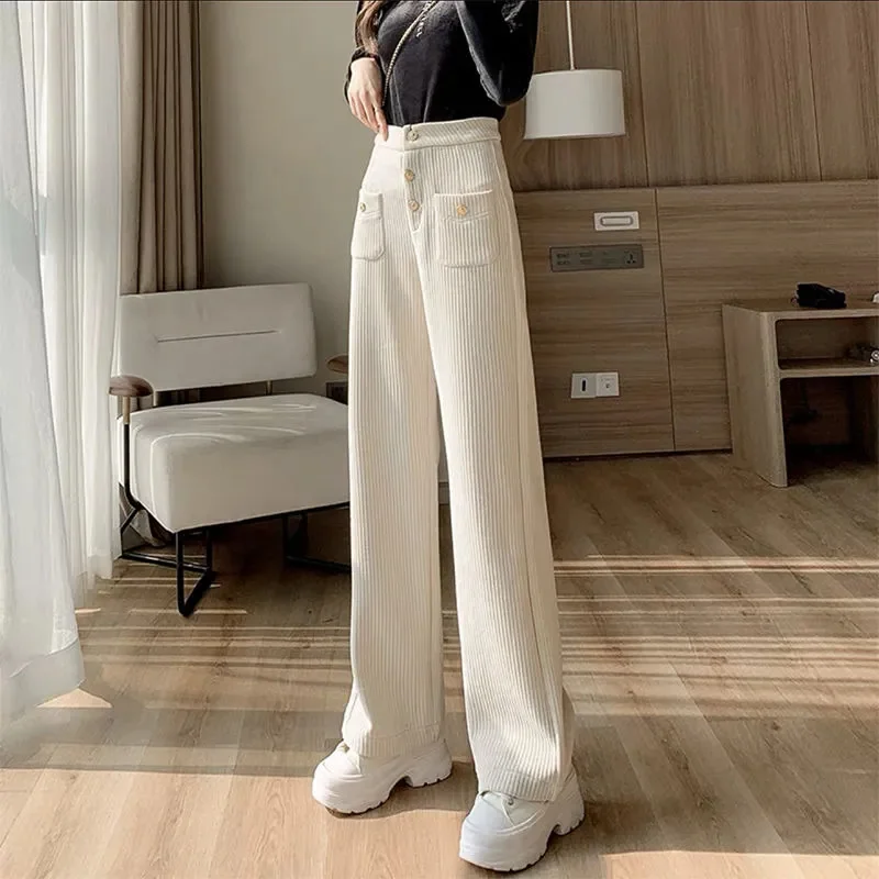 Autumn Winter Corduroy Slacks 2025 New Fleece Thicken Women's Trousers Solid Color Fashion High Waist Wide-Leg Pants Female
Autumn Winter Corduroy Slacks 2025 New Fleece Thicken Women's Trousers Solid Color Fashion High Waist Wide-Leg Pants Female