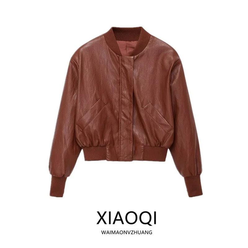 Spring 2026 Women's Fashion round Neck Padded Shoulder Jacket Versatile Leatherette Coat Zipper Closure Long Sleeve Short Style
Spring 2026 Women's Fashion round Neck Padded Shoulder Jacket Versatile Leatherette Coat Zipper Closure Long Sleeve Short Style