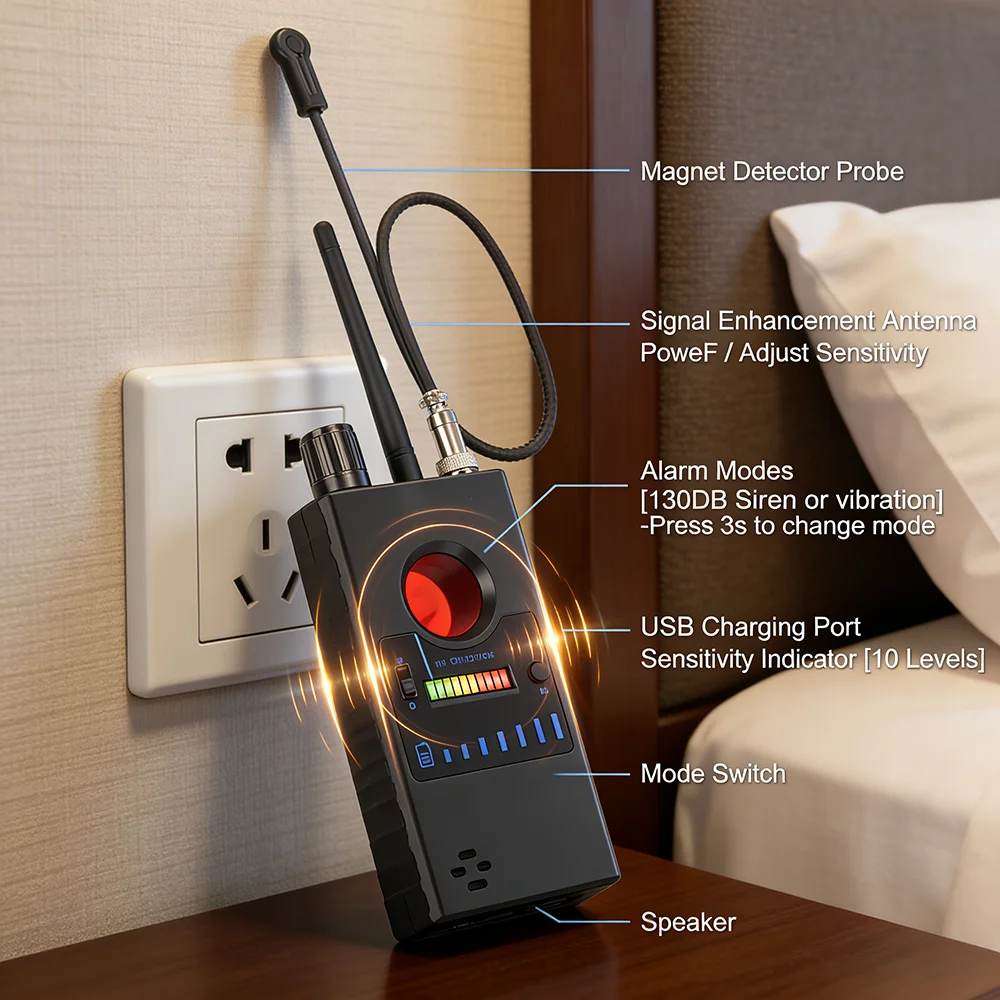 Wireless Anti Spy Hidden Camera Detect RF Signal Detector GPS Locator Tracker GSM Audio Bug High Sensitivity Radio Laser Scanner
Wireless Anti Spy Hidden Camera Detect RF Signal Detector GPS Locator Tracker GSM Audio Bug High Sensitivity Radio Laser Scanner