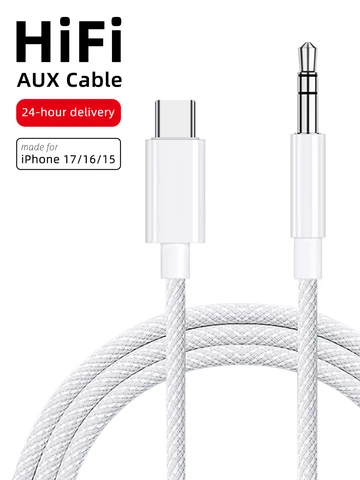 AUX Ses Kablosu Tip C USB C - 3.5mm Jak AUX Kablosu Araç Hoparlörü Kulaklık Adaptörü iPhone 17 16 15 için Samsung Galaxy Xiaomi için