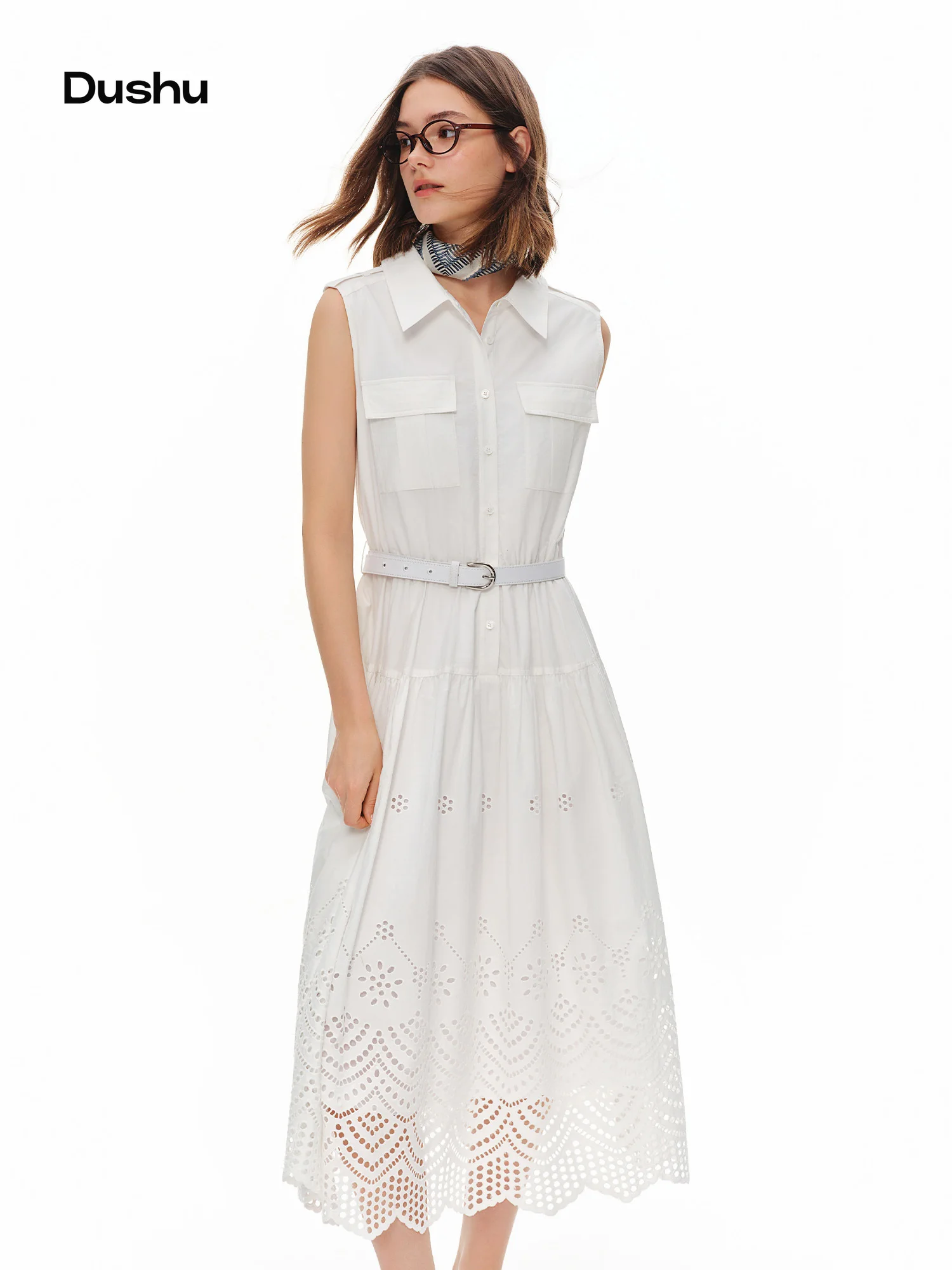 DUSHU Women's 2026 Summer New French Style Shirt Dress Dreamy White Positioned Embroidery Design Relaxed Fit Multi-Size Skirts
DUSHU Women's 2026 Summer New French Style Shirt Dress Dreamy White Positioned Embroidery Design Relaxed Fit Multi-Size Skirts
