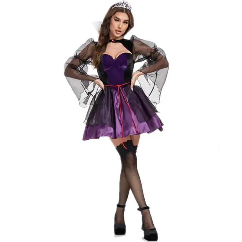 Purple Witch Costume Women Disguise Halloween Cosplay Carnival Party Adult Princess Dress Vampire Costume
Purple Witch Costume Women Disguise Halloween Cosplay Carnival Party Adult Princess Dress Vampire Costume