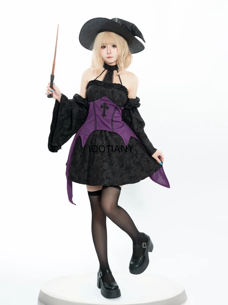 New Halloween Fashion Sexy Witch Cosplay Costume Women Black Halter Neck Dress Dance Performance Fancy Dress Sister Costume
New Halloween Fashion Sexy Witch Cosplay Costume Women Black Halter Neck Dress Dance Performance Fancy Dress Sister Costume