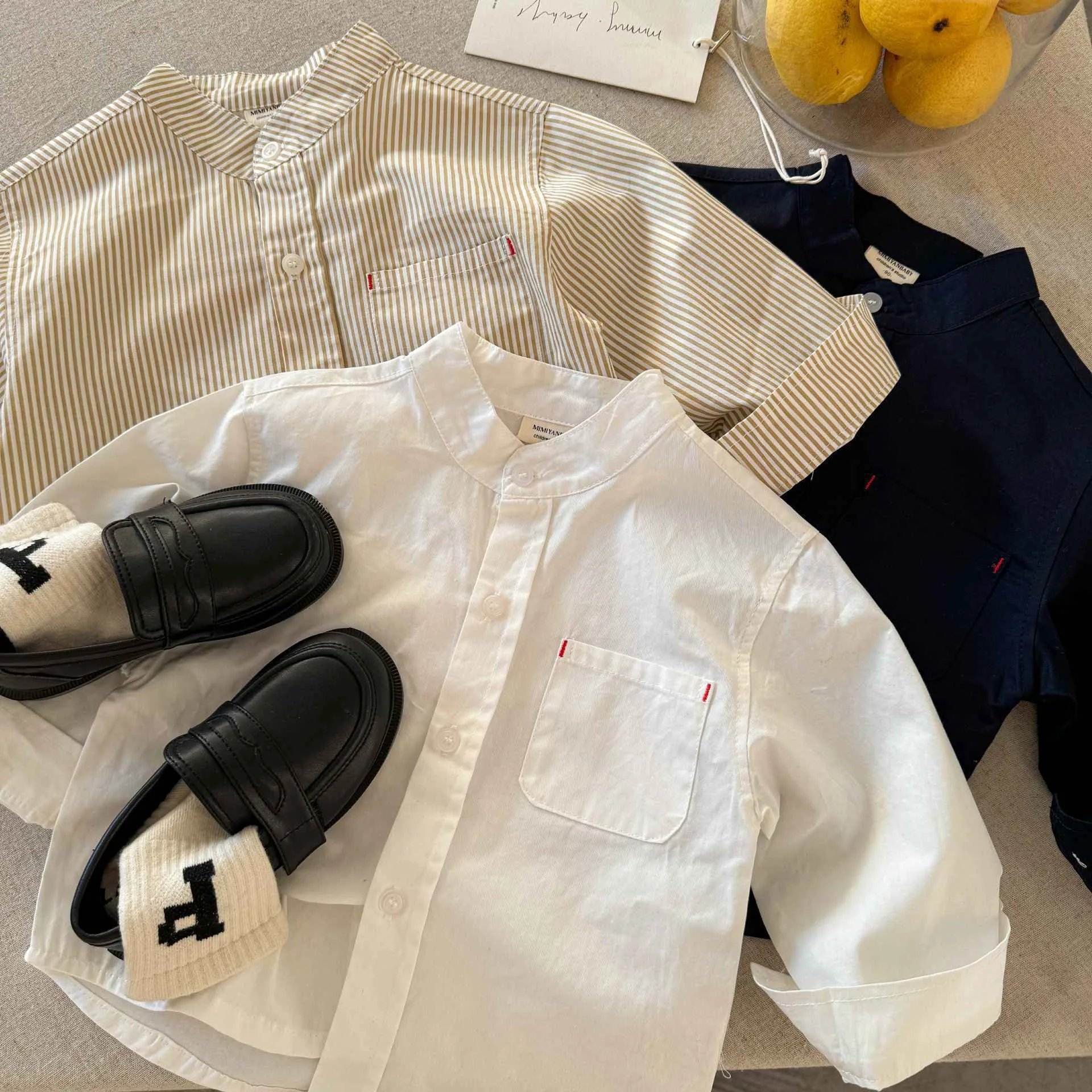 Spring and Autumn Boy and Girl Clothing Shirts Baby's Fashionable Children's Korean Striped Stand Up Collar Shirt
Spring and Autumn Boy and Girl Clothing Shirts Baby's Fashionable Children's Korean Striped Stand Up Collar Shirt