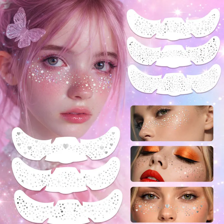 Glitter Star Heart Face Tattoo Stickers Waterproof Shiny for Stage Makeup Party Decoration
Glitter Star Heart Face Tattoo Stickers Waterproof Shiny for Stage Makeup Party Decoration