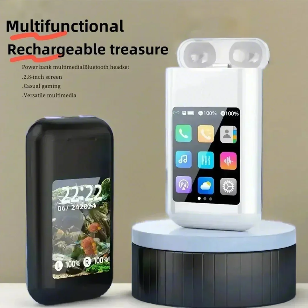 Portable 3-in-1 Charger Multimedia Bluetooth Earbuds 2.8'' Display Touch Screen Control Headphones Wireless Sports Headset
Portable 3-in-1 Charger Multimedia Bluetooth Earbuds 2.8'' Display Touch Screen Control Headphones Wireless Sports Headset