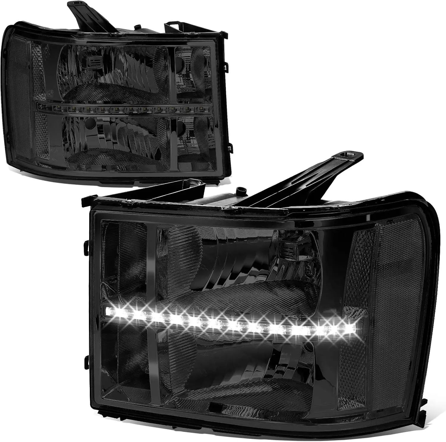 Светодиодные фары DRL в сборе, совместимые с GMC Sierra 1500 2500 3500 2007-2014, со стороны водителя и пассажира, дымчатые линзы Clear Co
Светодиодные фары DRL в сборе, совместимые с GMC Sierra 1500 2500 3500 2007-2014, со стороны водителя и пассажира, дымчатые линзы Clear Co