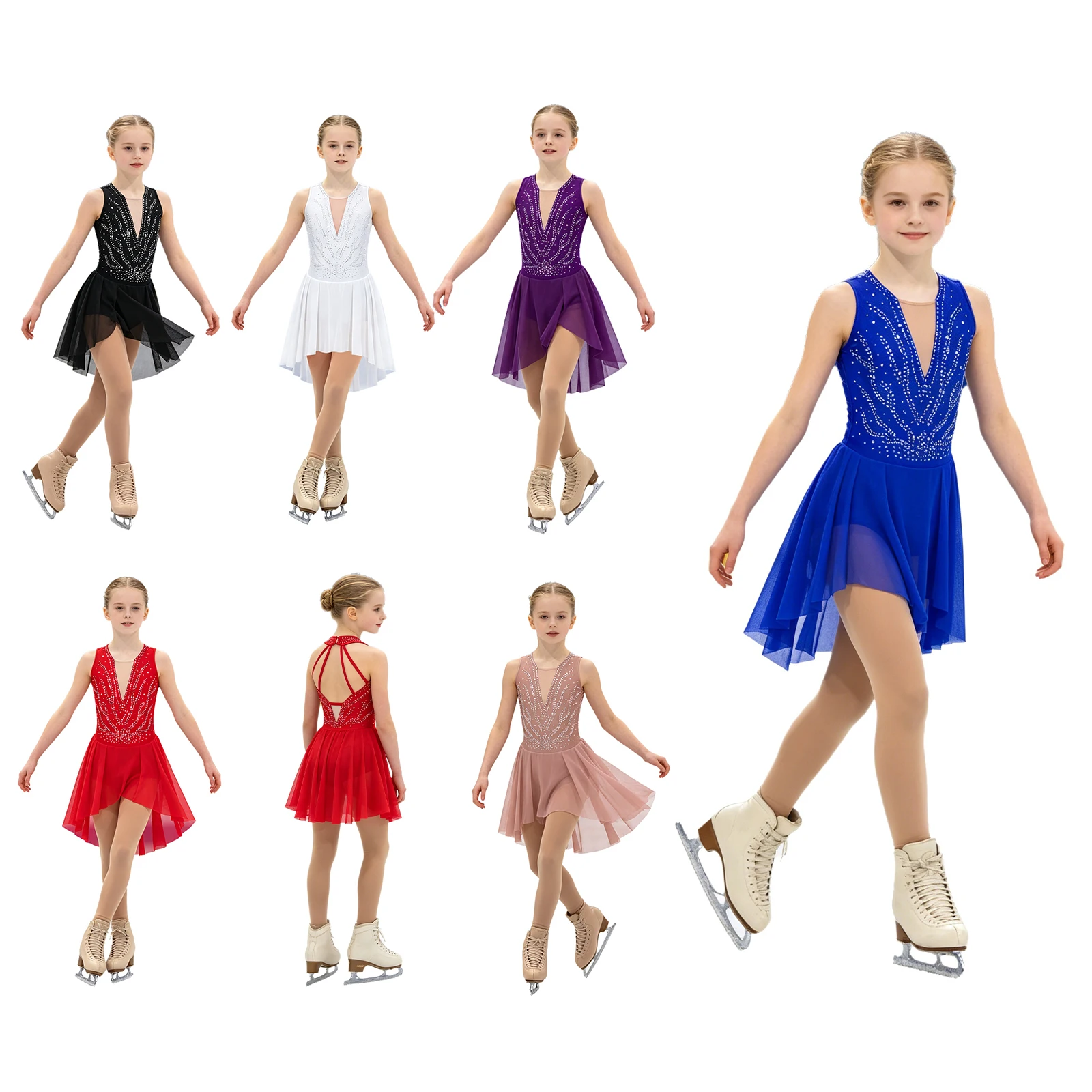 Kids Girls Figure Skating Artistic Gymnastics Costume Sleeveless Shiny Rhinestone Mesh Ballet Jersey Dance Tutu Dress Leotard
Kids Girls Figure Skating Artistic Gymnastics Costume Sleeveless Shiny Rhinestone Mesh Ballet Jersey Dance Tutu Dress Leotard