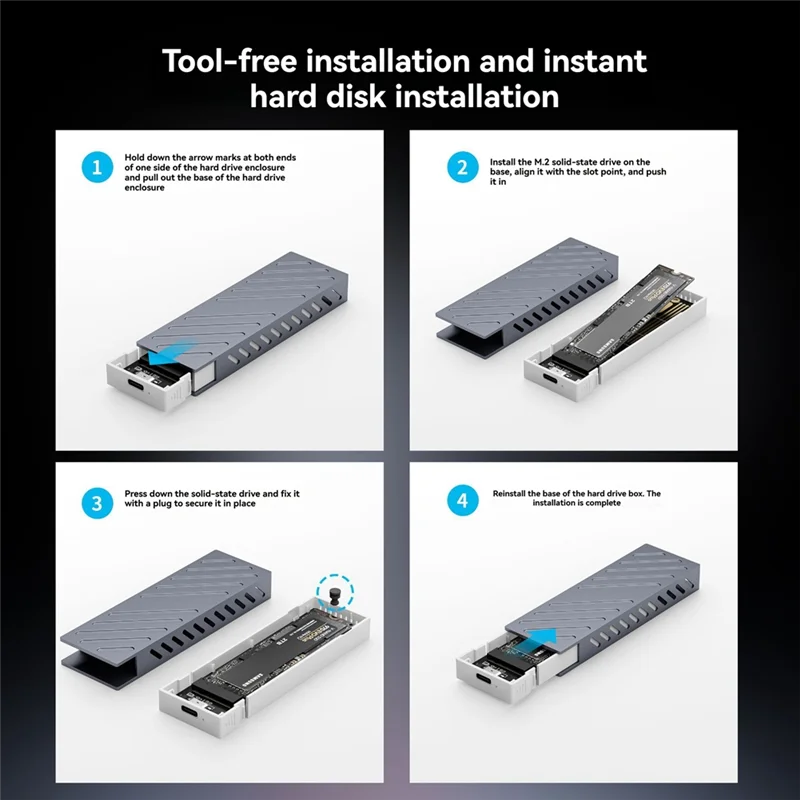 ULBS M2 SSD-корпус SSD-адаптер 10 Гбит/с USB 3.2 Gen2 USB C Внешний корпус без инструментов
ULBS M2 SSD-корпус SSD-адаптер 10 Гбит/с USB 3.2 Gen2 USB C Внешний корпус без инструментов
