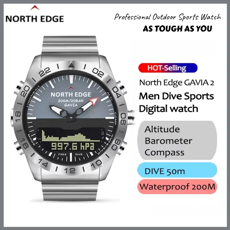 NORTH EDGE Luxury Men Smart Watch Military Army Full Steel Digital Watch Fitness Tracker Dive Compass Barometer Waterproof 200m
NORTH EDGE Luxury Men Smart Watch Military Army Full Steel Digital Watch Fitness Tracker Dive Compass Barometer Waterproof 200m