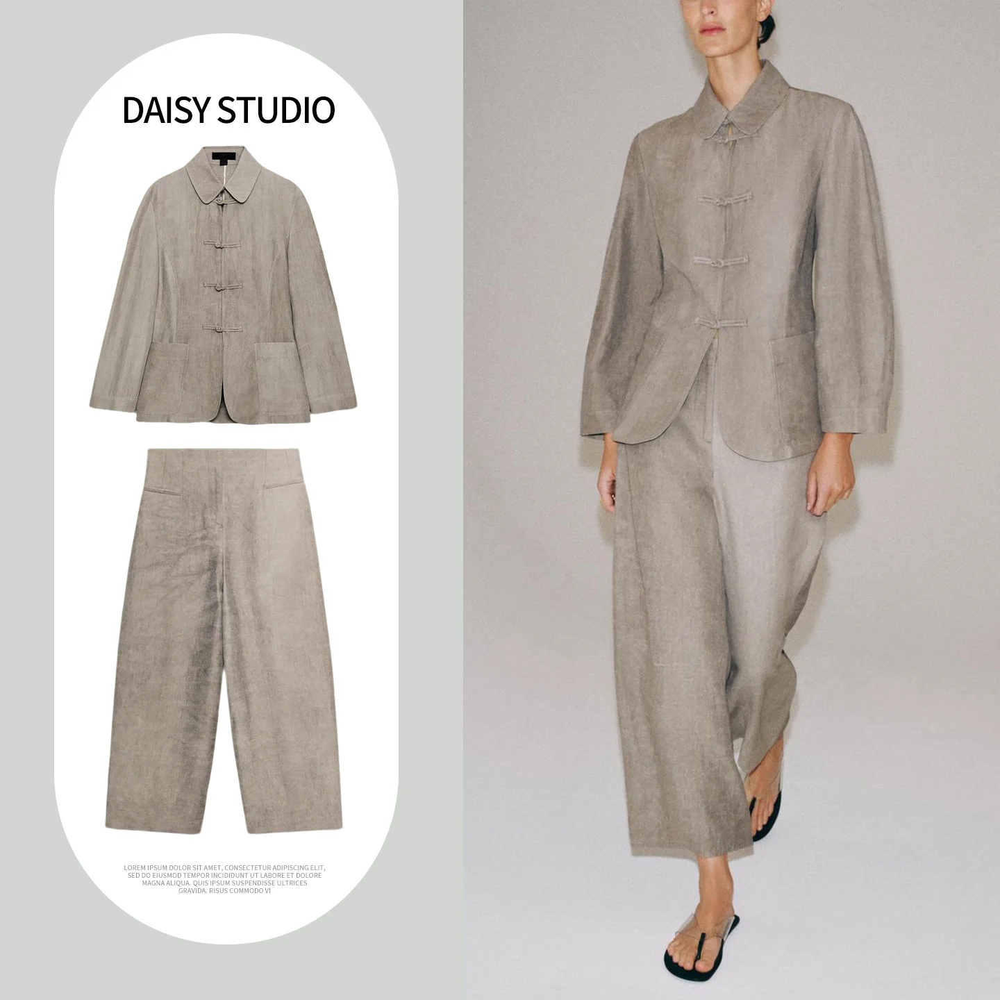 New Chinese Style Long Sleeve Collared Coat Casual Nine-Piece Pants Set Women's Fashion Summer Outfit Traditional Knot Closure
New Chinese Style Long Sleeve Collared Coat Casual Nine-Piece Pants Set Women's Fashion Summer Outfit Traditional Knot Closure