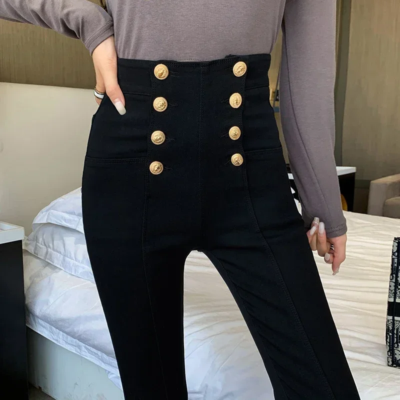 Spring Women Fashion Double Breasted High Waist Slim Casual Pencil Pants Ladies Vintage All-match Skinny Stretch Trousers L48
Spring Women Fashion Double Breasted High Waist Slim Casual Pencil Pants Ladies Vintage All-match Skinny Stretch Trousers L48