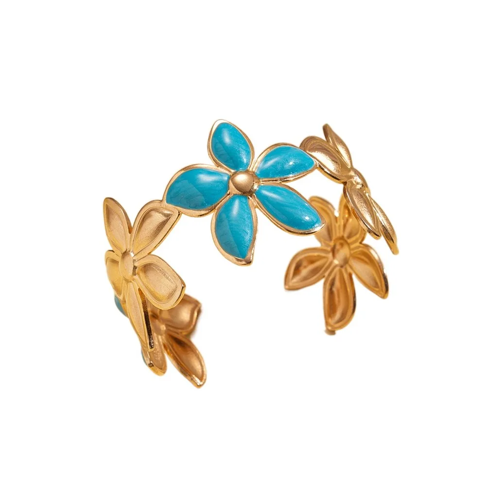 Fashion Enamel Flower Bracelet Gold Color Wide Opening Bangles Stainless Steel Adjustable Vintage Cuff Women
Fashion Enamel Flower Bracelet Gold Color Wide Opening Bangles Stainless Steel Adjustable Vintage Cuff Women