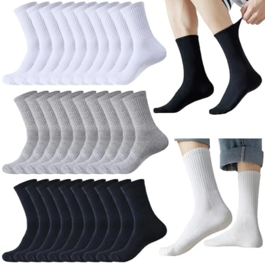 20 Pairs Crew Athletic Socks for Men Moisture Wicking Cushion Crew Socks for Sport Running Traveling
20 Pairs Crew Athletic Socks for Men Moisture Wicking Cushion Crew Socks for Sport Running Traveling