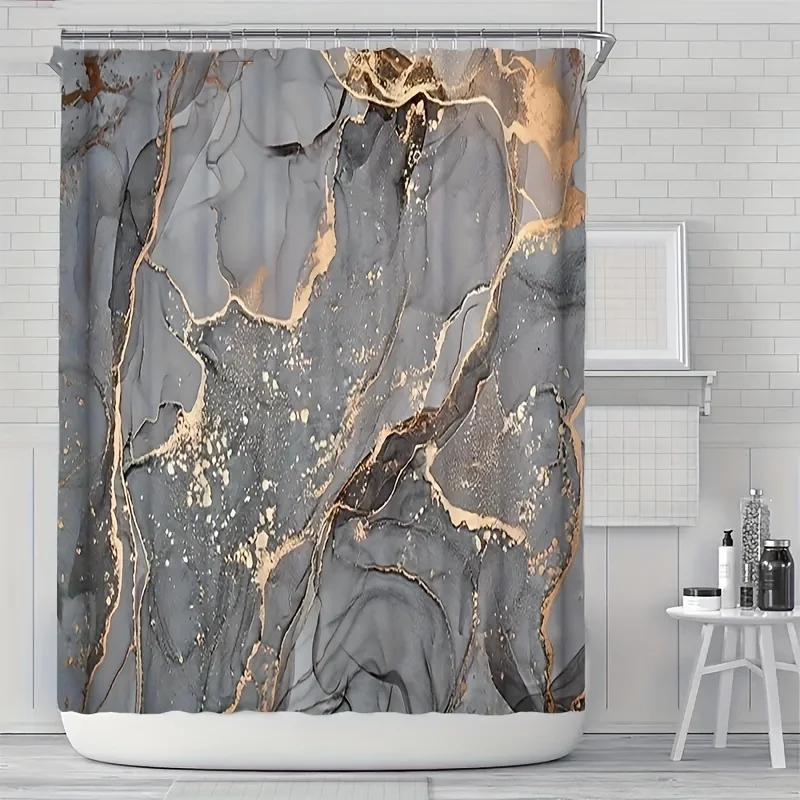 1/4pcs Marble Pattern Shower Curtain Set, Crackle Golden Texture Bath Curtain With 12 , Anti Slip Bathmat U Shaped Toilet Mat An
1/4pcs Marble Pattern Shower Curtain Set, Crackle Golden Texture Bath Curtain With 12 , Anti Slip Bathmat U Shaped Toilet Mat An