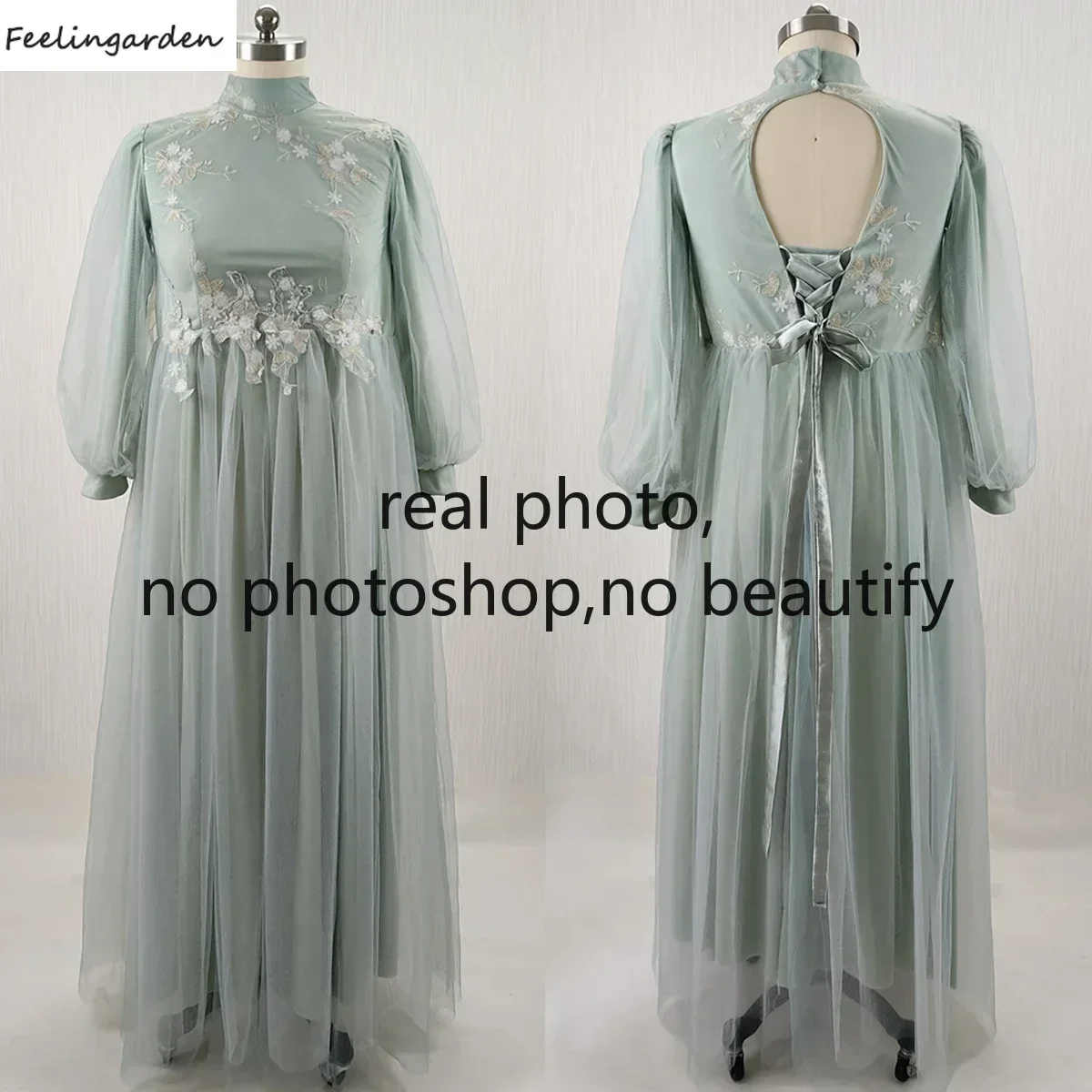 Feelingarden Customized Real Photo Plus size Evening Dres Green High Collar Long Sleeves A-line Woman Party Formal Gown R067-B
Feelingarden Customized Real Photo Plus size Evening Dres Green High Collar Long Sleeves A-line Woman Party Formal Gown R067-B