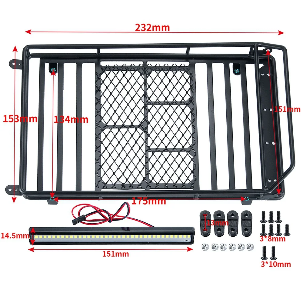 NHG-dMetal Roof Rack Luggage Carrier with LED Lights for 1/10 RC Crawler Car Axial SCX10 Traxxas TRX4 Bronco RC4WD D90
NHG-dMetal Roof Rack Luggage Carrier with LED Lights for 1/10 RC Crawler Car Axial SCX10 Traxxas TRX4 Bronco RC4WD D90