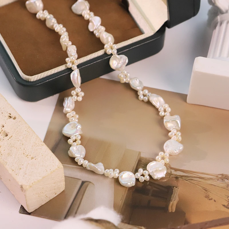 Natural Freshwater Baroque Pearl Flower Knitted Necklace for Women Wedding Bridal Engagement Pearl Necklace Korean Style Jewelry
Natural Freshwater Baroque Pearl Flower Knitted Necklace for Women Wedding Bridal Engagement Pearl Necklace Korean Style Jewelry