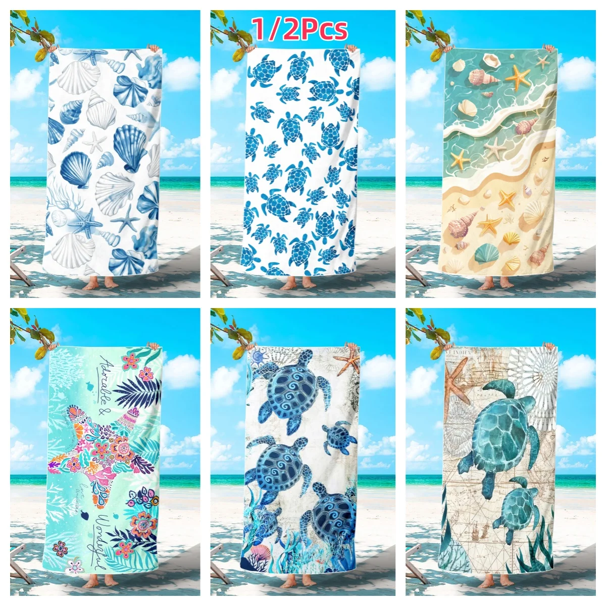 Stylish Ocean Seashell Print Beach Towel, Soft Blue White Starfish Towel,Swimming Absorbent Quick-Drying Bath Towel
Stylish Ocean Seashell Print Beach Towel, Soft Blue White Starfish Towel,Swimming Absorbent Quick-Drying Bath Towel
